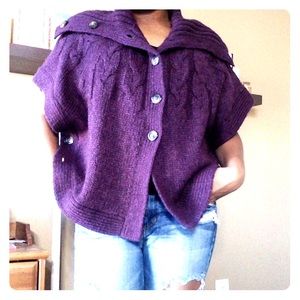 Purple Old Navy pullover button-up sweater
